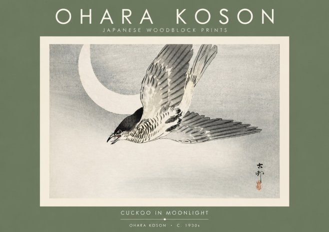 Ohara Koson Cuckoo in Moonlight No4 - Juliste