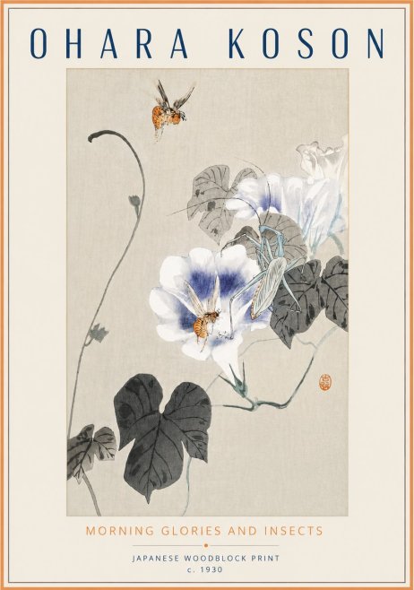 Ohara Koson Morning Glories and Insects No3 - Juliste