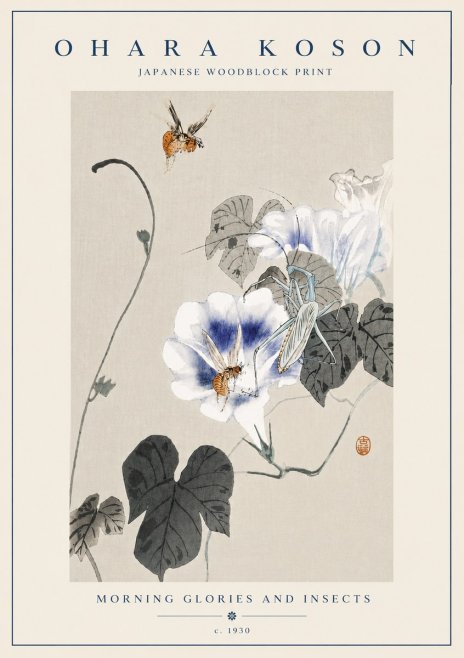 Ohara Koson Morning Glories and Insects No6 - Juliste