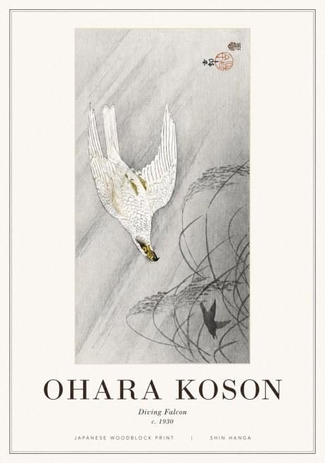 Ohara Koson Diving Falcon No1 - Juliste