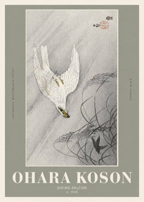 Ohara Koson Diving Falcon No2 - Juliste