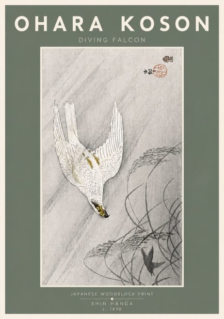 Ohara Koson Diving Falcon No4 - Juliste
