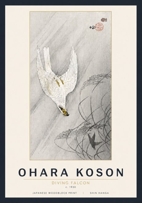 Ohara Koson Diving Falcon No5 - Juliste