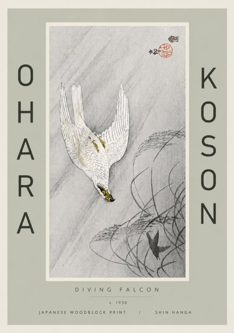 Ohara Koson Diving Falcon No6 - Juliste