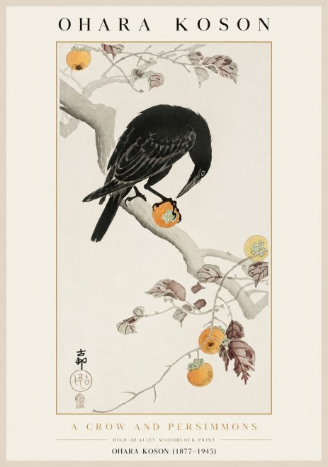 Ohara Koson A Crow and Persimmons No1 - Juliste
