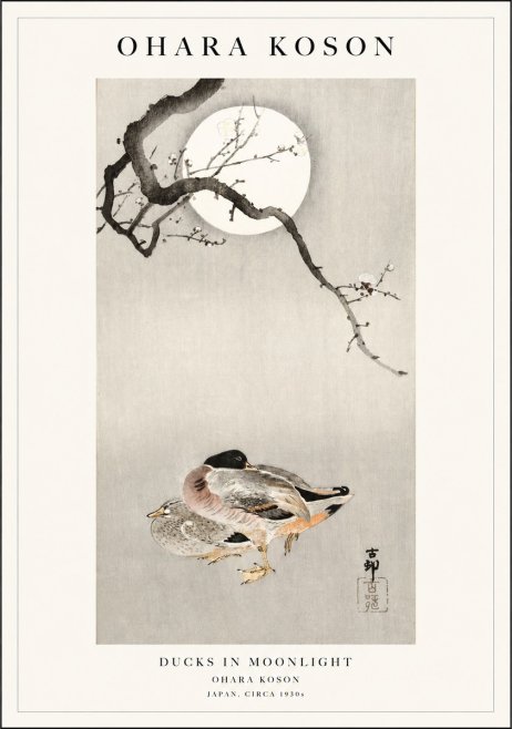 Ohara Koson Ducks in Moonlight No1 - Juliste