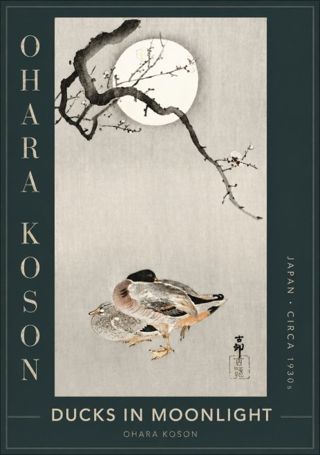 Ohara Koson Ducks in Moonlight No2 - Juliste
