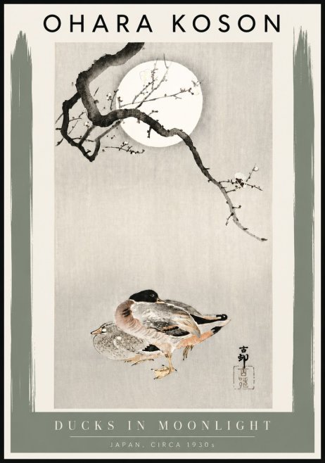 Ohara Koson Ducks in Moonlight No4 - Juliste