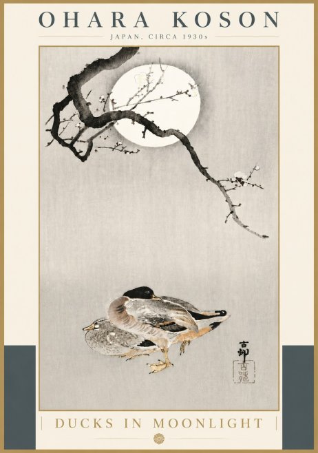 Ohara Koson Ducks in Moonlight No5 - Juliste