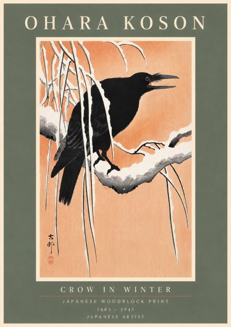 Ohara Koson Crow in Winter II No5 - Juliste