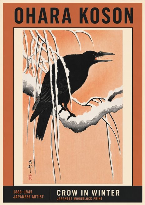 Ohara Koson Crow in Winter II No6 - Juliste