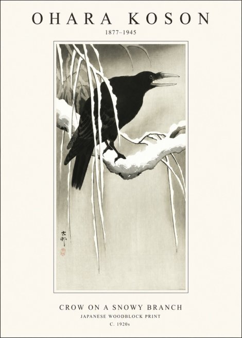 Ohara Koson Crow on a Snowy Branch III No1 - Juliste