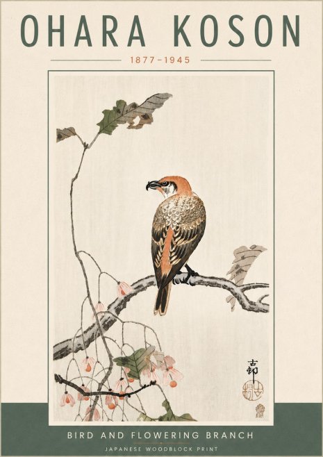 Ohara Koson Bird and Flowering Branch No6 - Juliste
