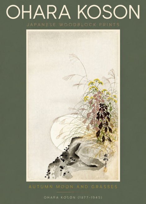 Ohara Koson Autumn Moon and Grasses No2 - Juliste