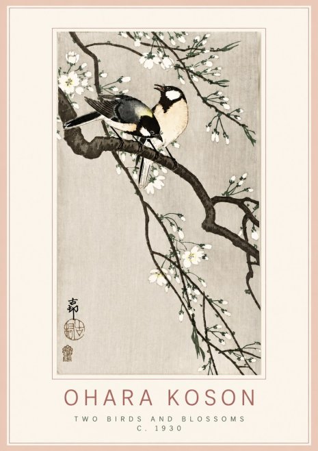Ohara Koson Two Birds and Blossoms II No3 - Juliste