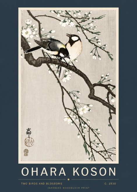 Ohara Koson Two Birds and Blossoms II No4 - Juliste