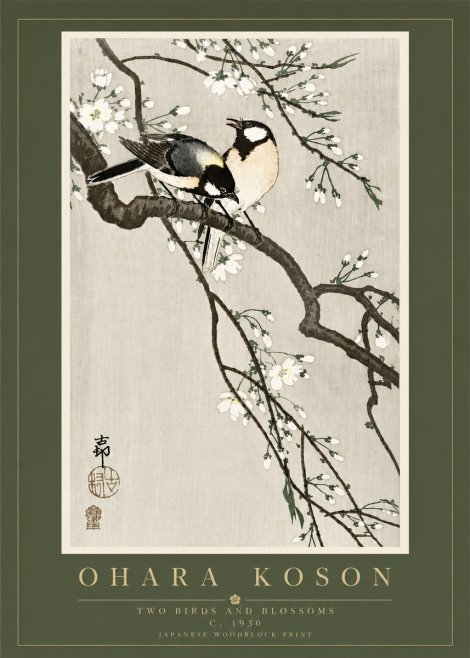 Ohara Koson Two Birds and Blossoms II No5 - Juliste