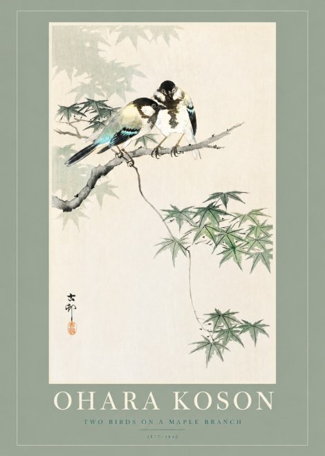 Ohara Koson Two Birds on a Maple Branch No2 - Juliste