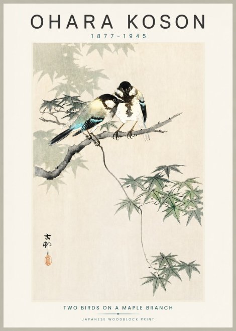 Ohara Koson Two Birds on a Maple Branch No3 - Juliste