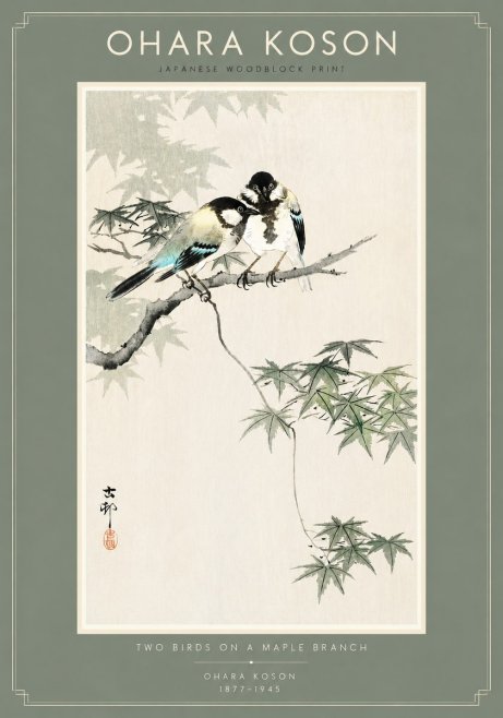 Ohara Koson Two Birds on a Maple Branch No4 - Juliste