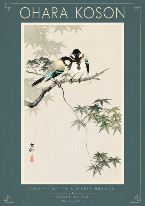 Ohara Koson Two Birds on a Maple Branch No5 - Juliste