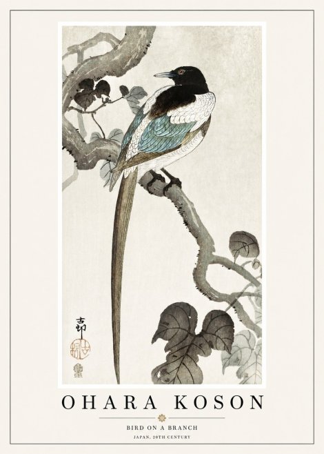 Ohara Koson Bird on a Branch IV No1 - Juliste