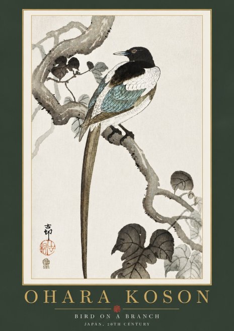 Ohara Koson Bird on a Branch IV No4 - Juliste