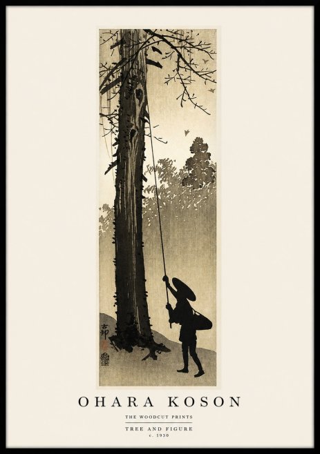 Ohara Koson Tree and Figure No1 - Juliste