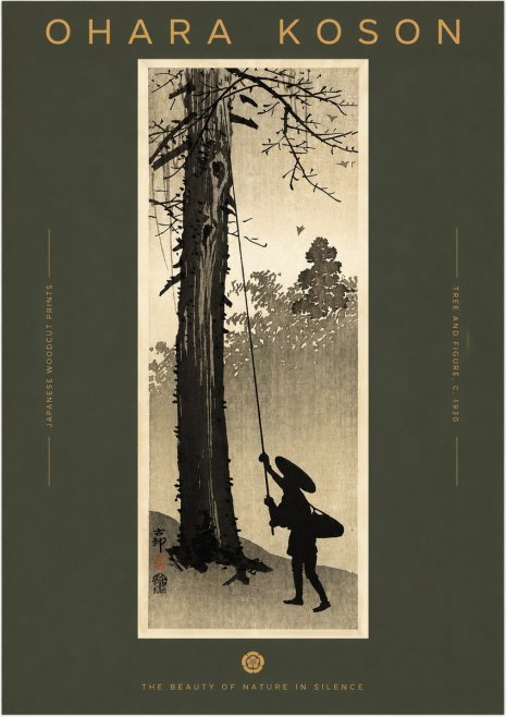 Ohara Koson Tree and Figure No2 - Juliste