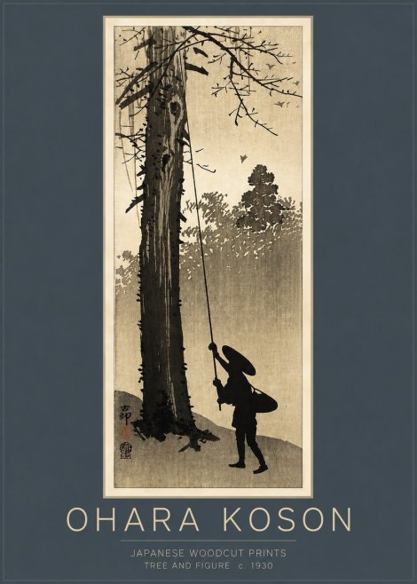Ohara Koson Tree and Figure No3 - Juliste