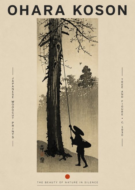 Ohara Koson Tree and Figure No4 - Juliste