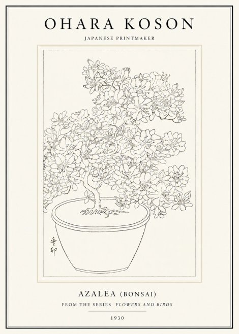 Ohara Koson Azalea (Bonsai) No1 - Juliste