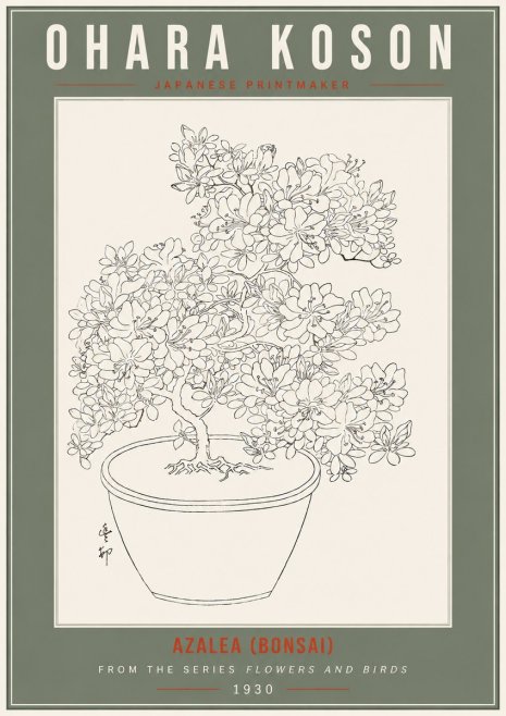 Ohara Koson Azalea (Bonsai) No2 - Juliste