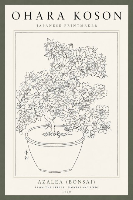 Ohara Koson Azalea (Bonsai) No4 - Juliste