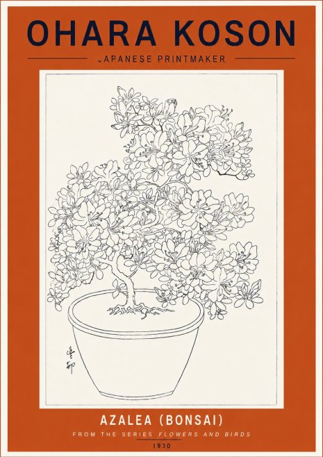 Ohara Koson Azalea (Bonsai) No5 - Juliste