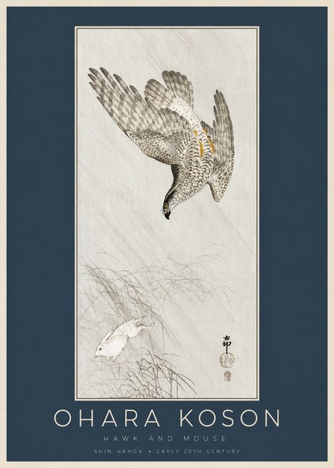 Ohara Koson Hawk and Mouse No2 - Juliste