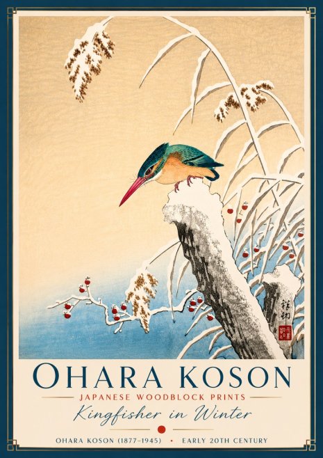 Ohara Koson Kingfisher in Winter II No2 - Juliste