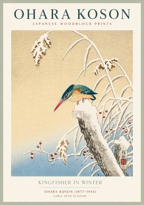 Ohara Koson Kingfisher in Winter II No4 - Juliste