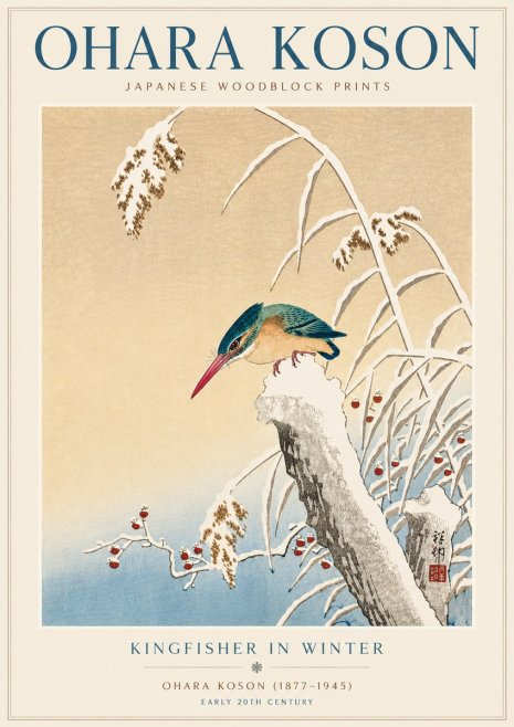 Ohara Koson Kingfisher in Winter II No5 - Juliste