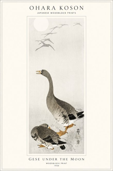 Ohara Koson Gese Under the Moon No1 - Juliste