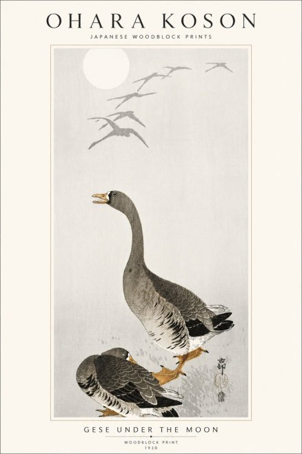 Ohara Koson Gese Under the Moon No5 - Juliste