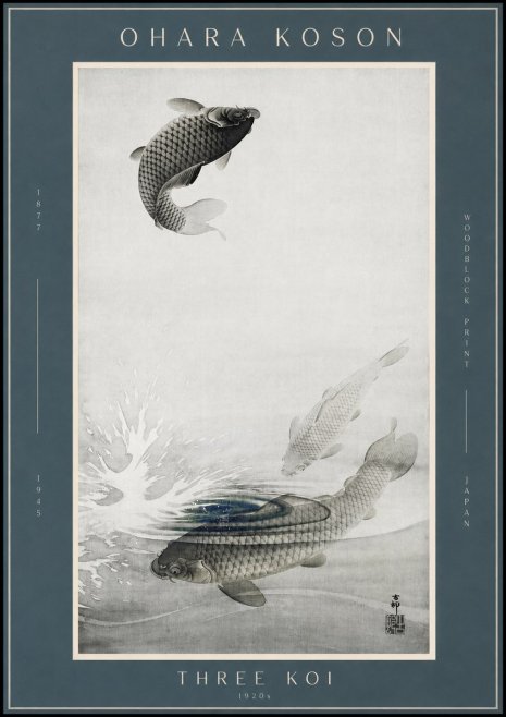 Ohara Koson Three Koi No2 - Juliste