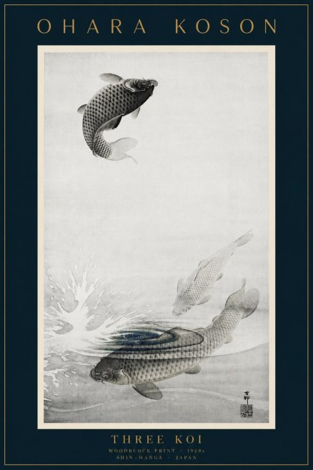Ohara Koson Three Koi No6 - Juliste