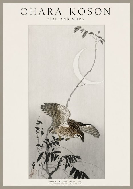 Ohara Koson Bird and Moon No1 - Juliste