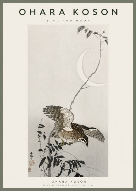 Ohara Koson Bird and Moon No2 - Juliste