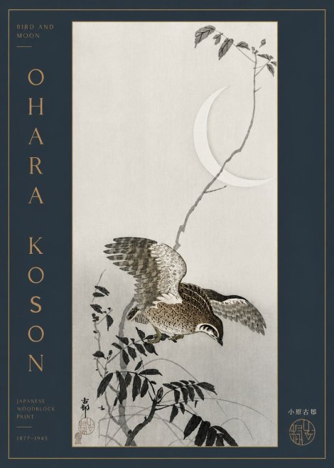 Ohara Koson Bird and Moon No3 - Juliste