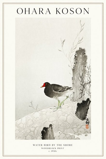 Ohara Koson Water Bird by the Shore No1 - Juliste