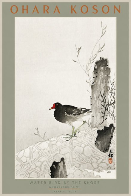 Ohara Koson Water Bird by the Shore No2 - Juliste