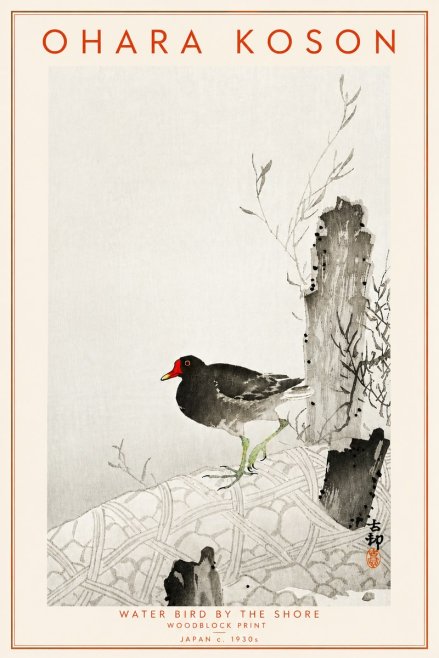 Ohara Koson Water Bird by the Shore No4 - Juliste