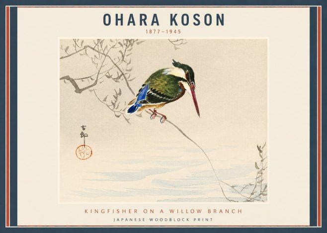 Ohara Koson Kingfisher on a Willow Branch No2 - Juliste